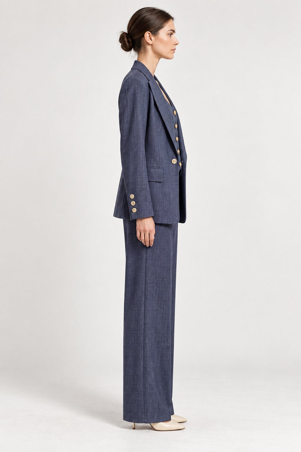Pantaloni Palazzo Blu Mélange Rinascimento