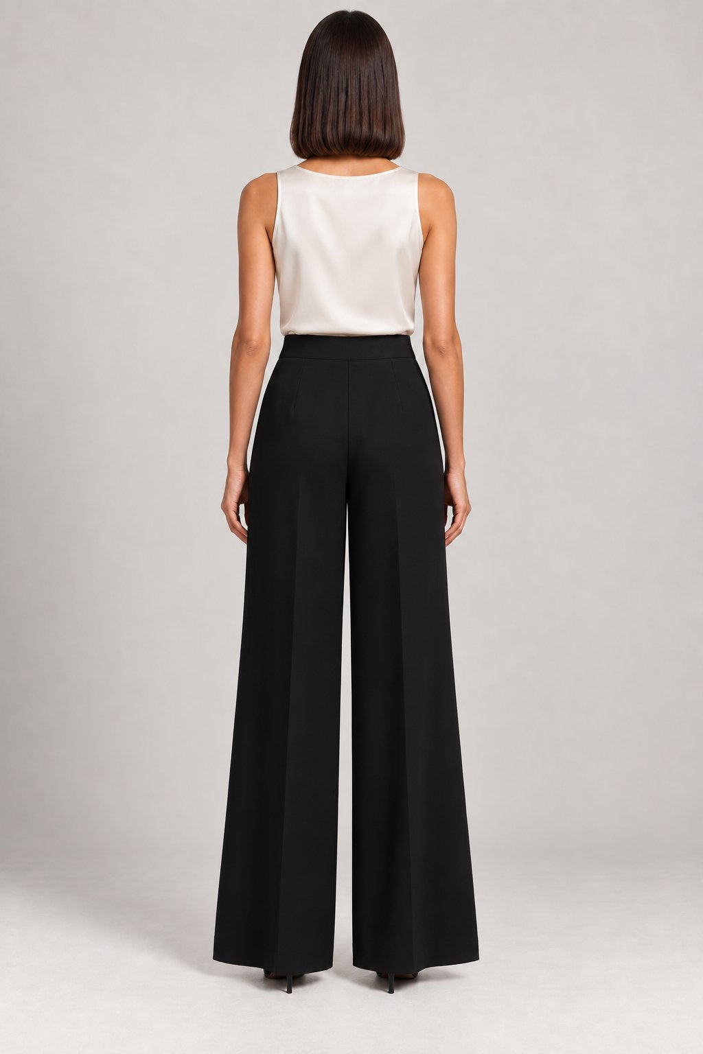 Pantalone palazzo nero crepe