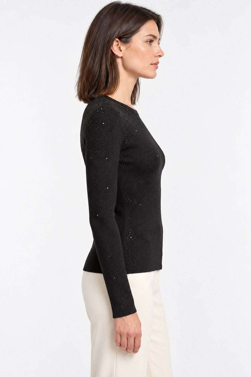 Maglia Girocollo con Cristalli Diffusi