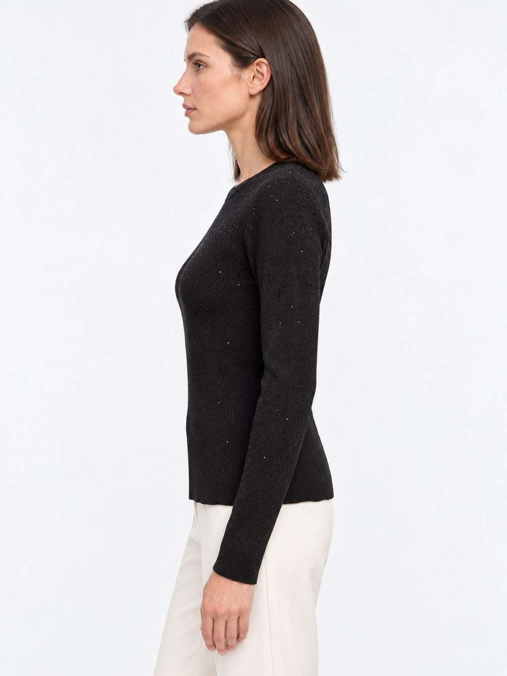 Maglia Girocollo con Cristalli Diffusi
