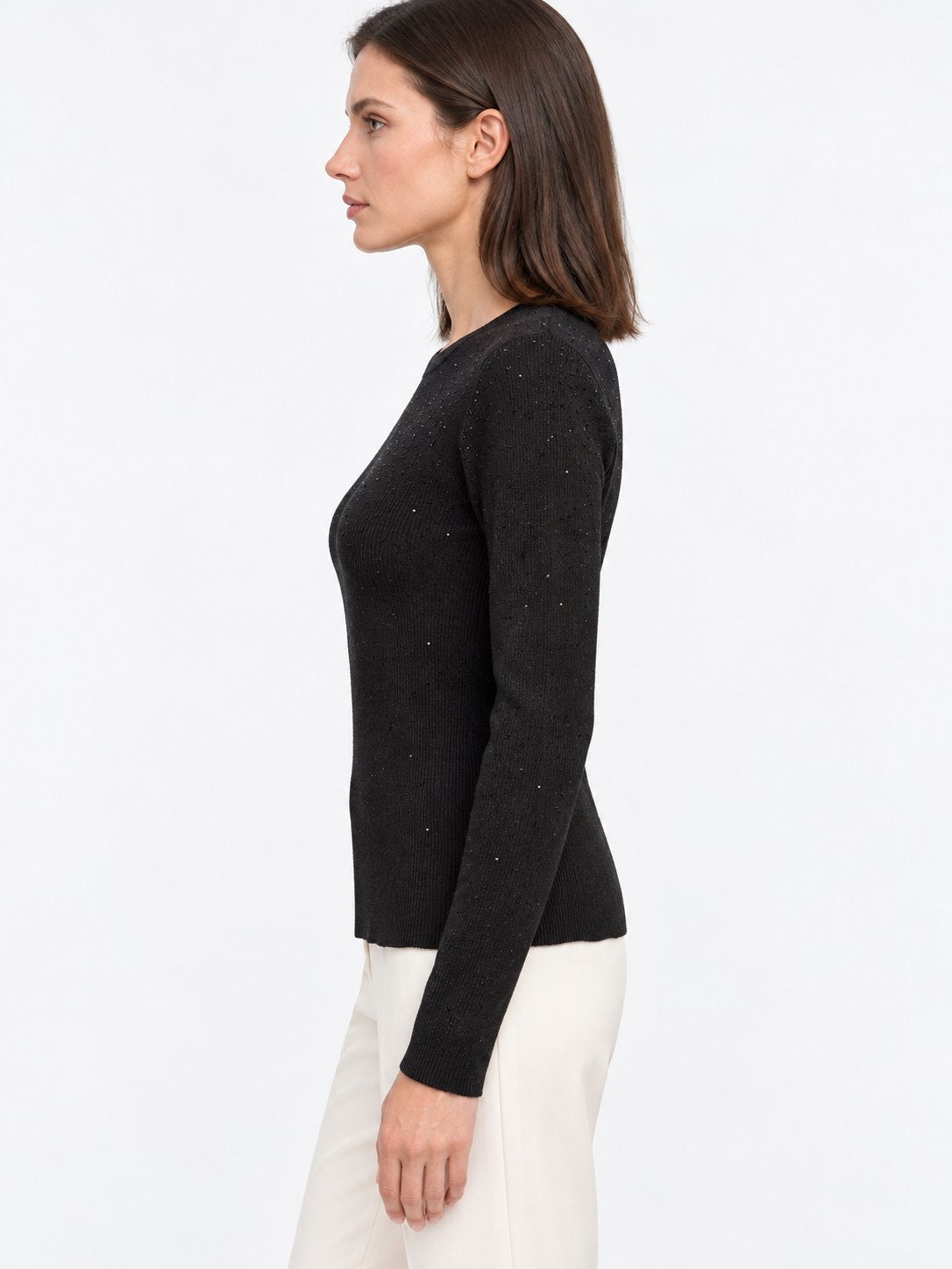 Maglia Girocollo con Cristalli Diffusi