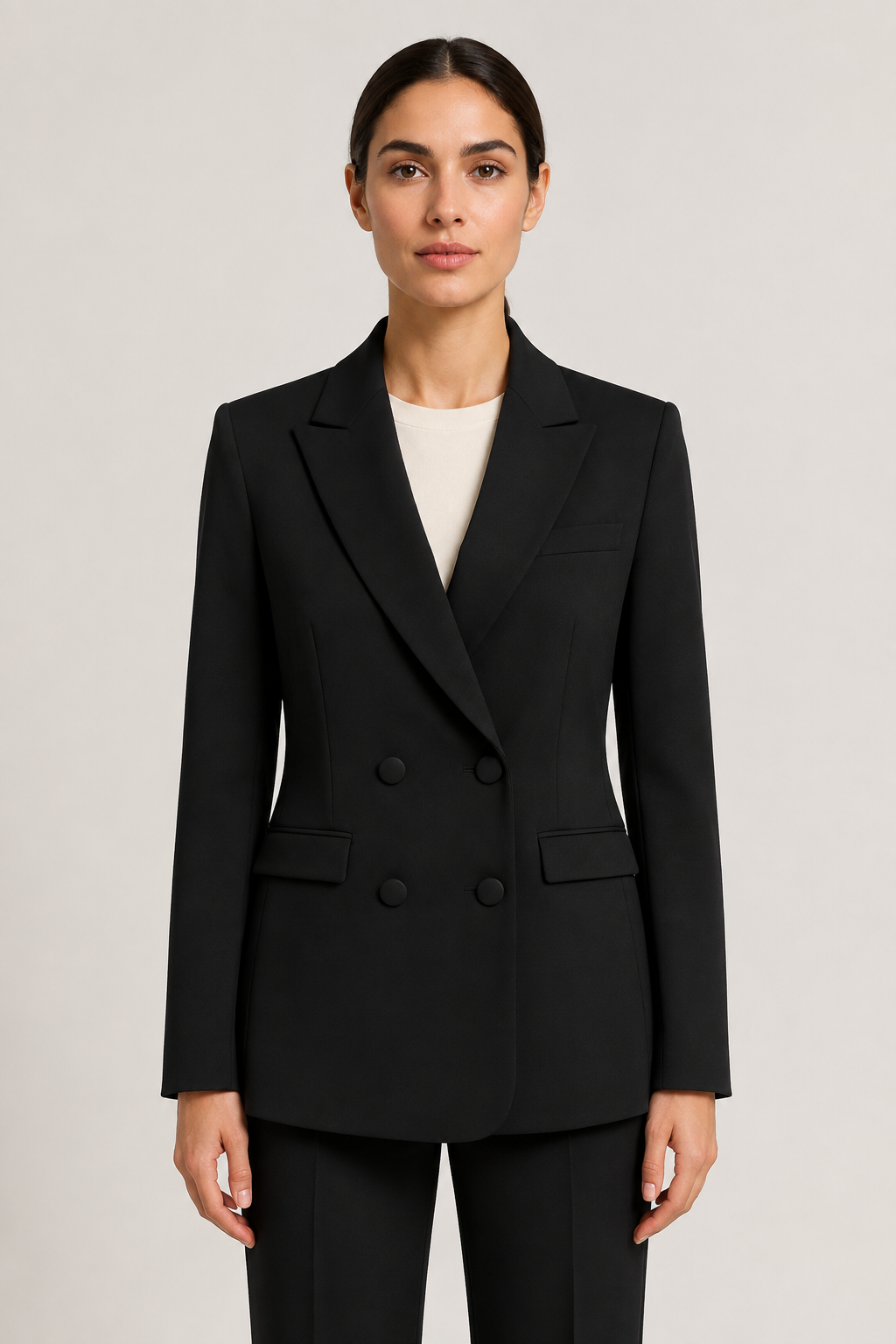 Tailleur Nero in Crêpe Rinascimento