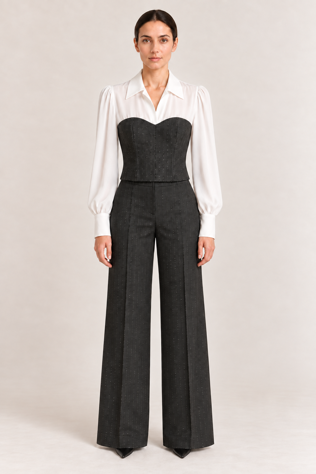 Completo Grigio Gessato con Bustier Rinascimento