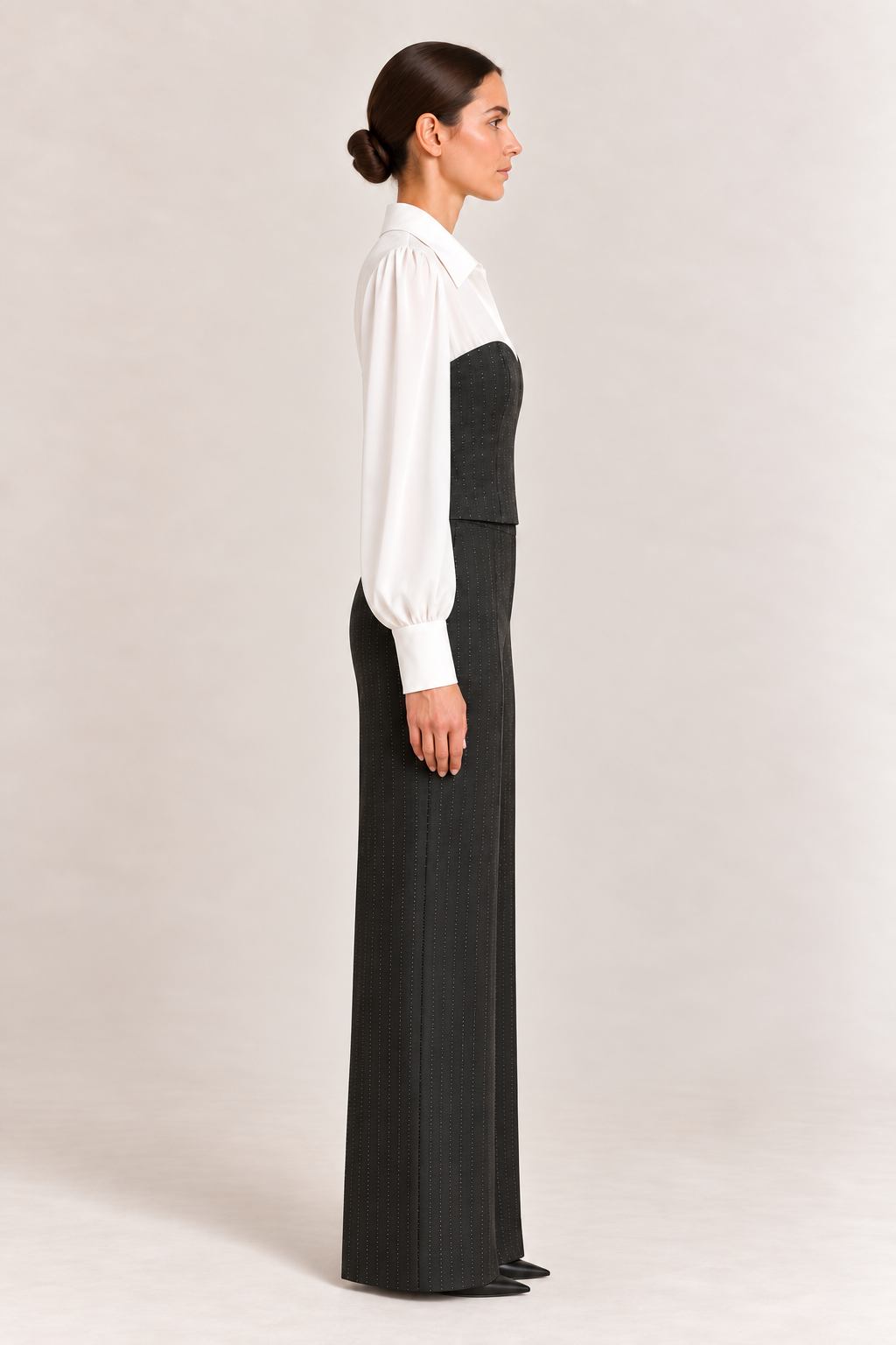 Completo Grigio Gessato con Bustier Rinascimento