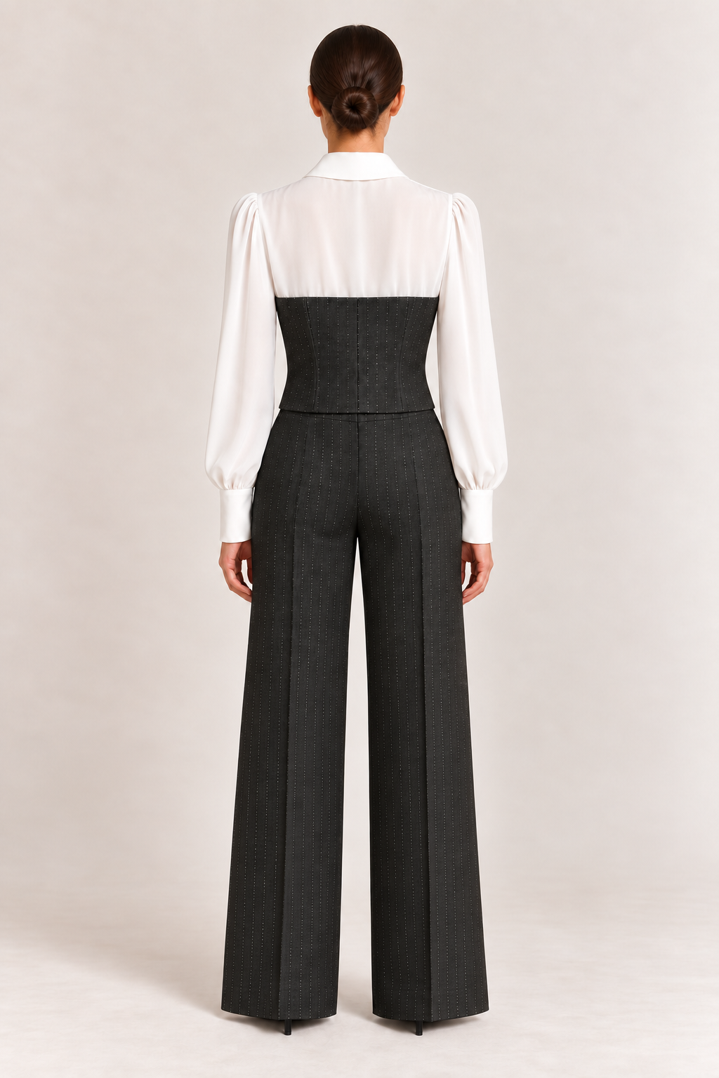 Completo Grigio Gessato con Bustier Rinascimento