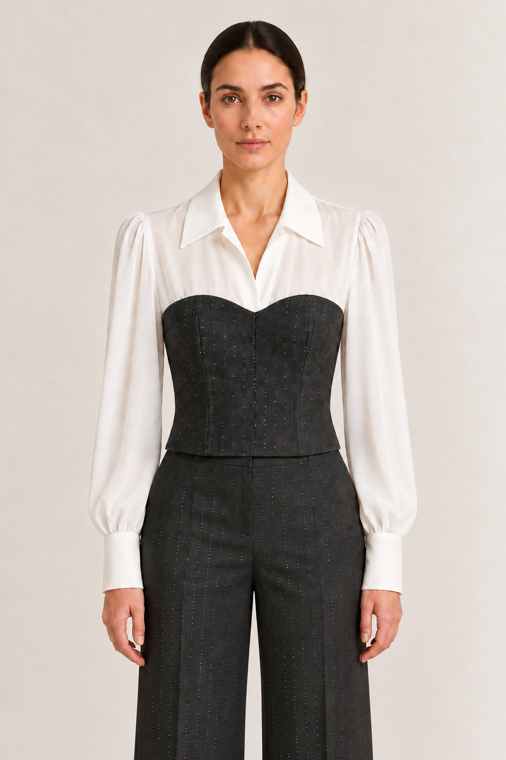 Completo Grigio Gessato con Bustier Rinascimento