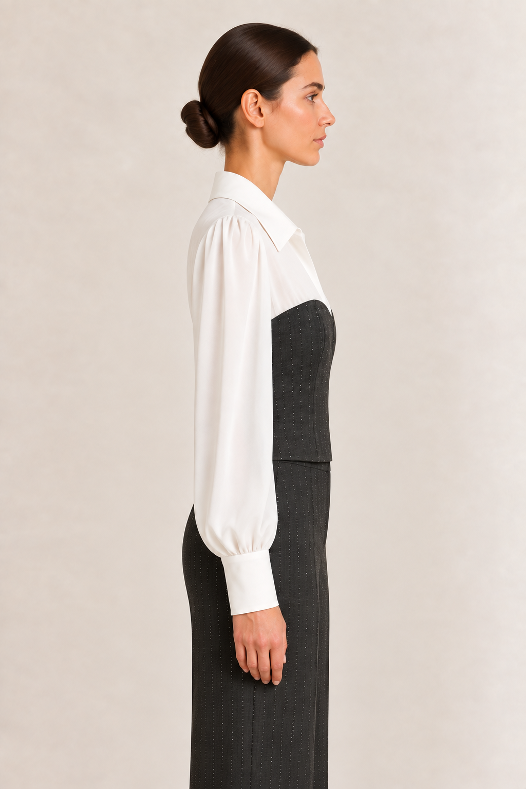 Completo Grigio Gessato con Bustier Rinascimento