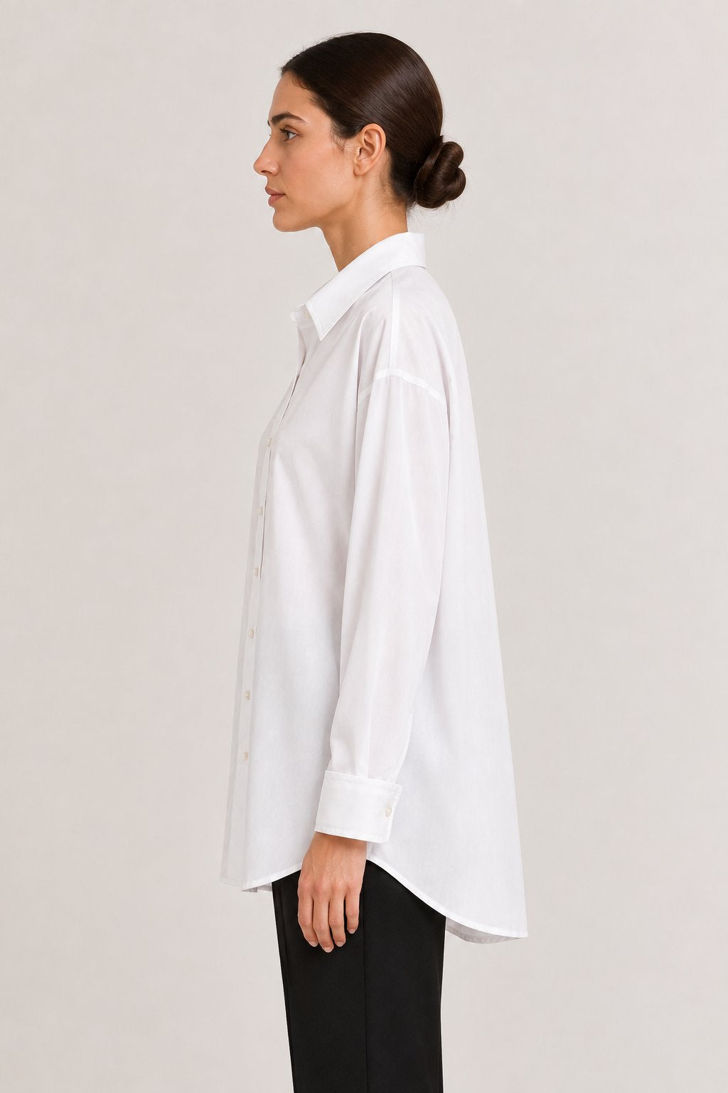 Camicia lunga oversize bianca con polsini