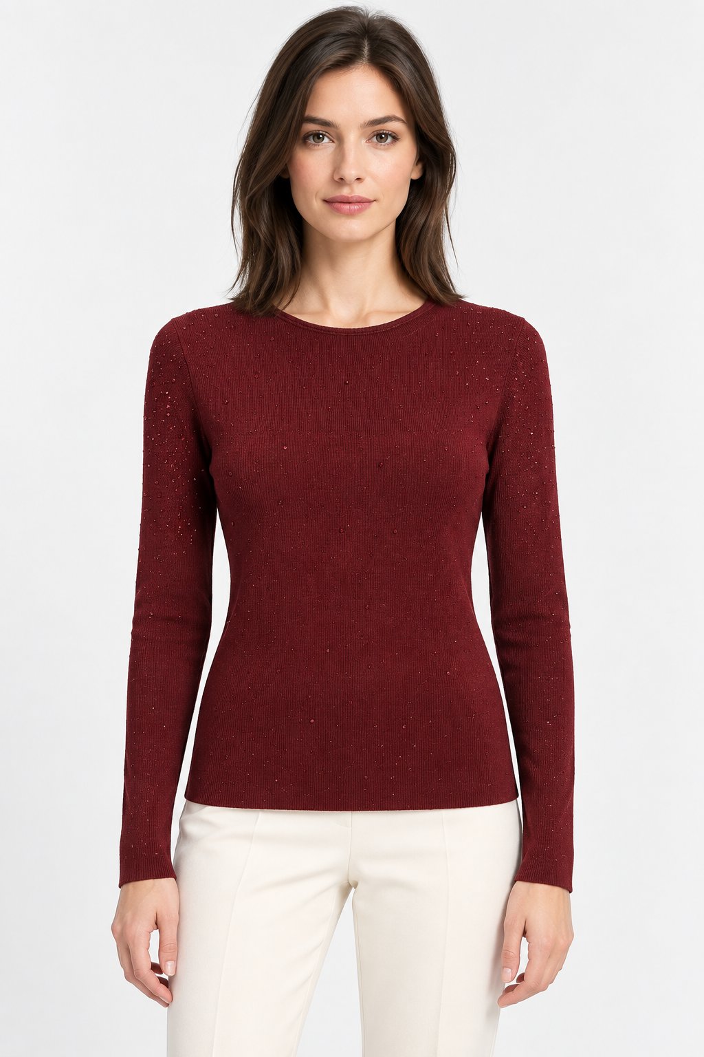 Maglia Girocollo con Cristalli Diffusi