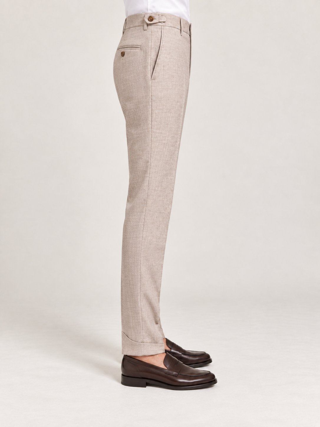 Pantaloni sartoriali mélange beige con regolatori