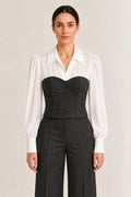 Camicia con bustier gessato bianco e nero