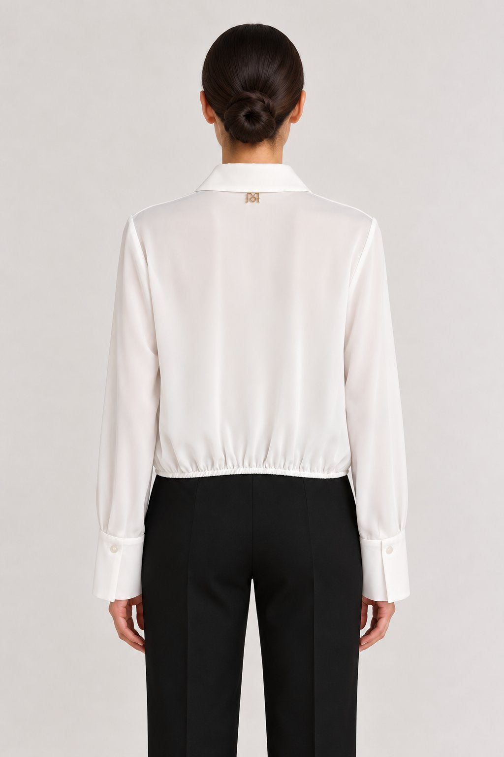 Camicia corta bianca con polsini sartoriali