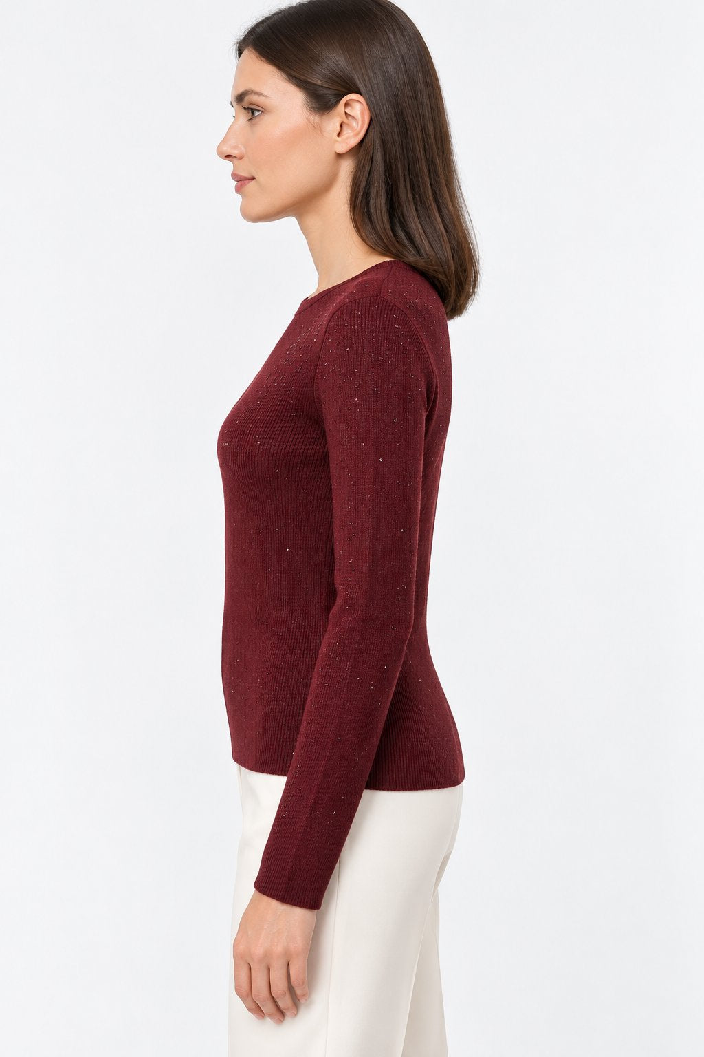 Maglia Girocollo con Cristalli Diffusi