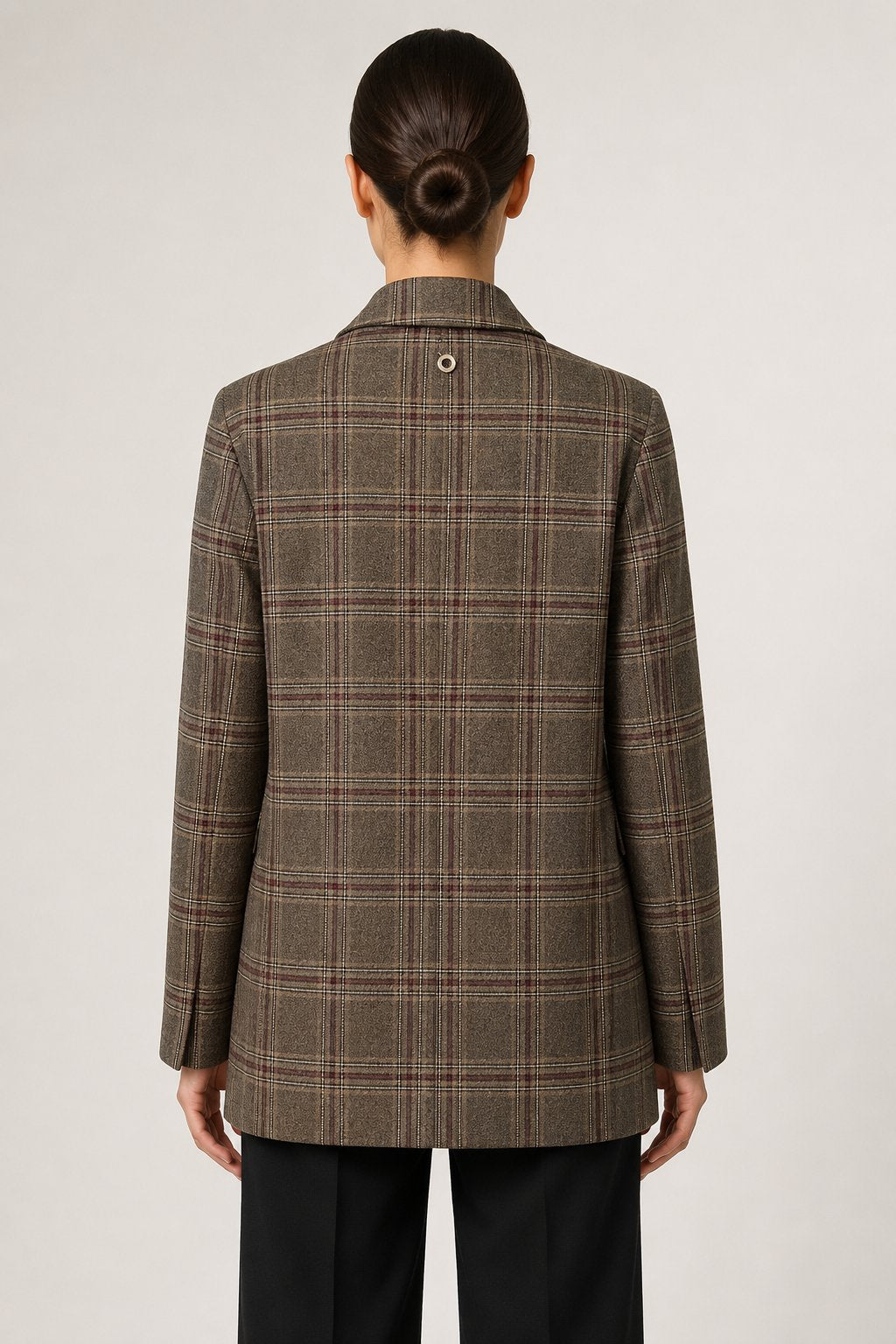 Blazer doppiopetto a quadri marrone