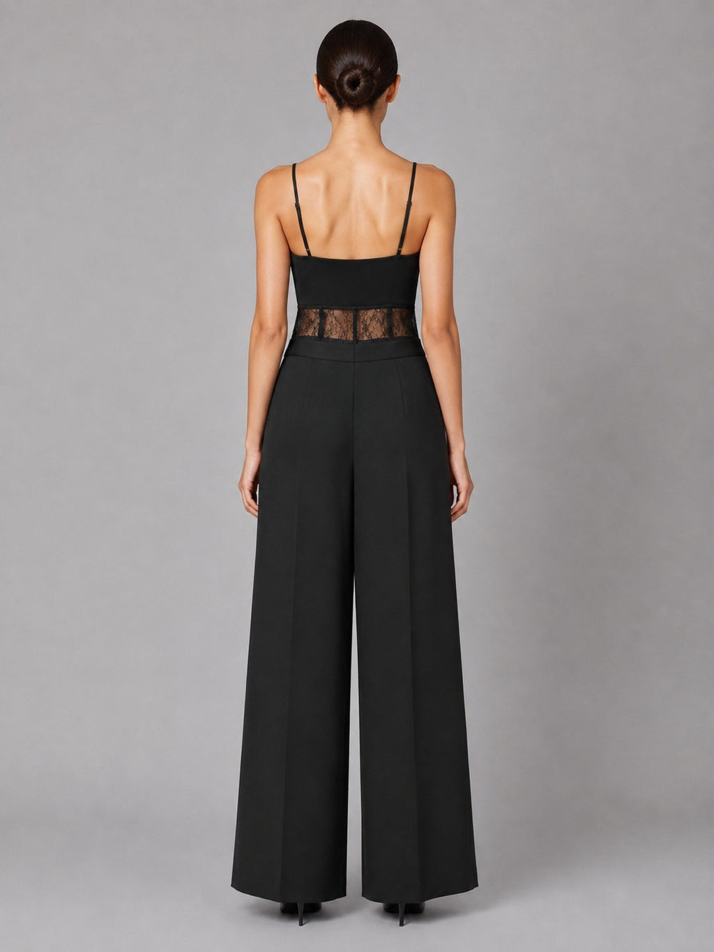 Pantalone palazzo con pizzo nero