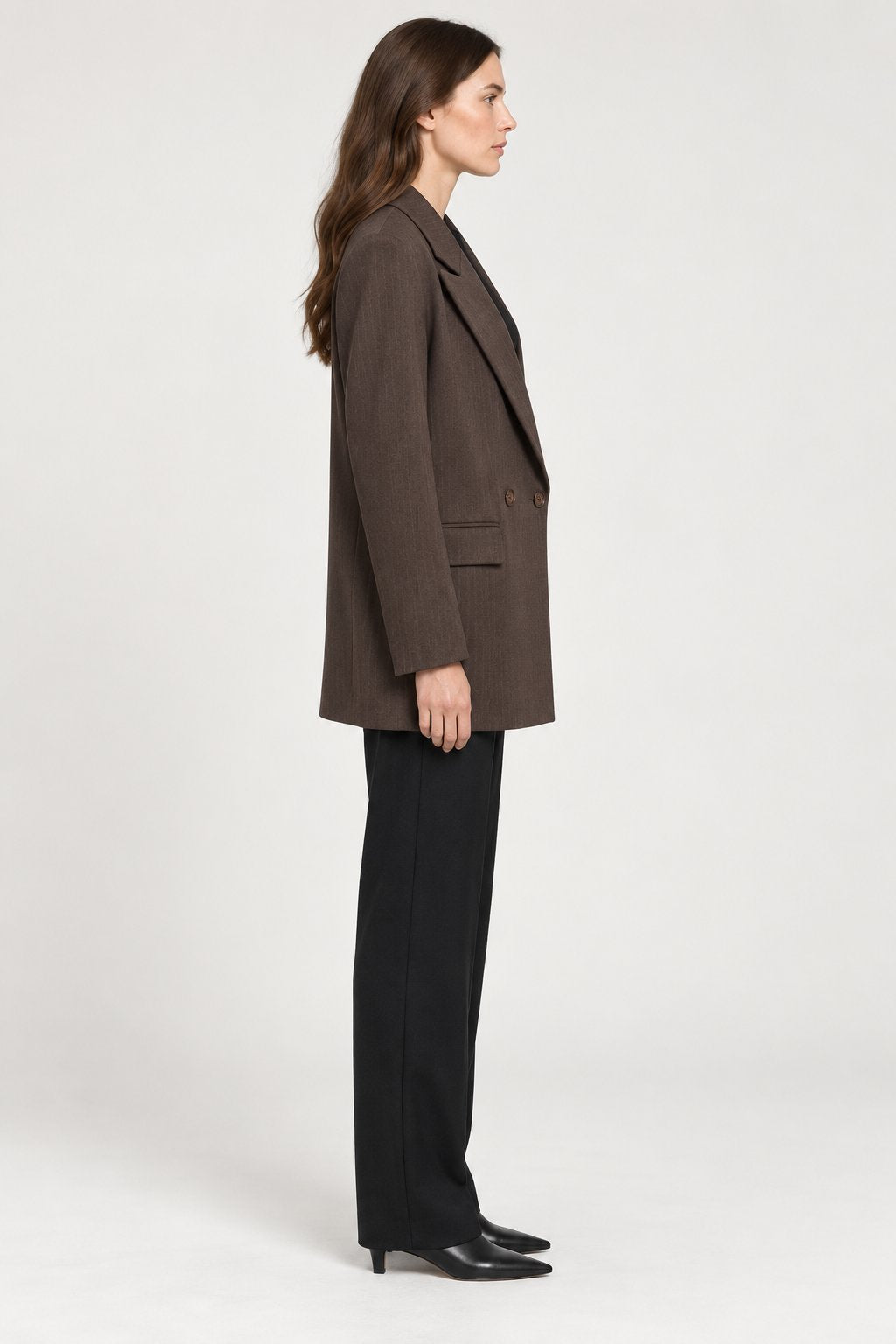 Blazer Doppiopetto Marrone Gessato Goa Goa