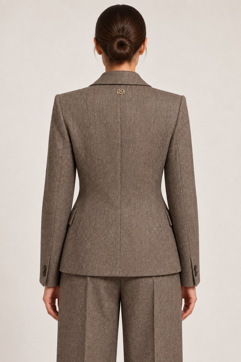 Blazer monopetto mélange color tortora