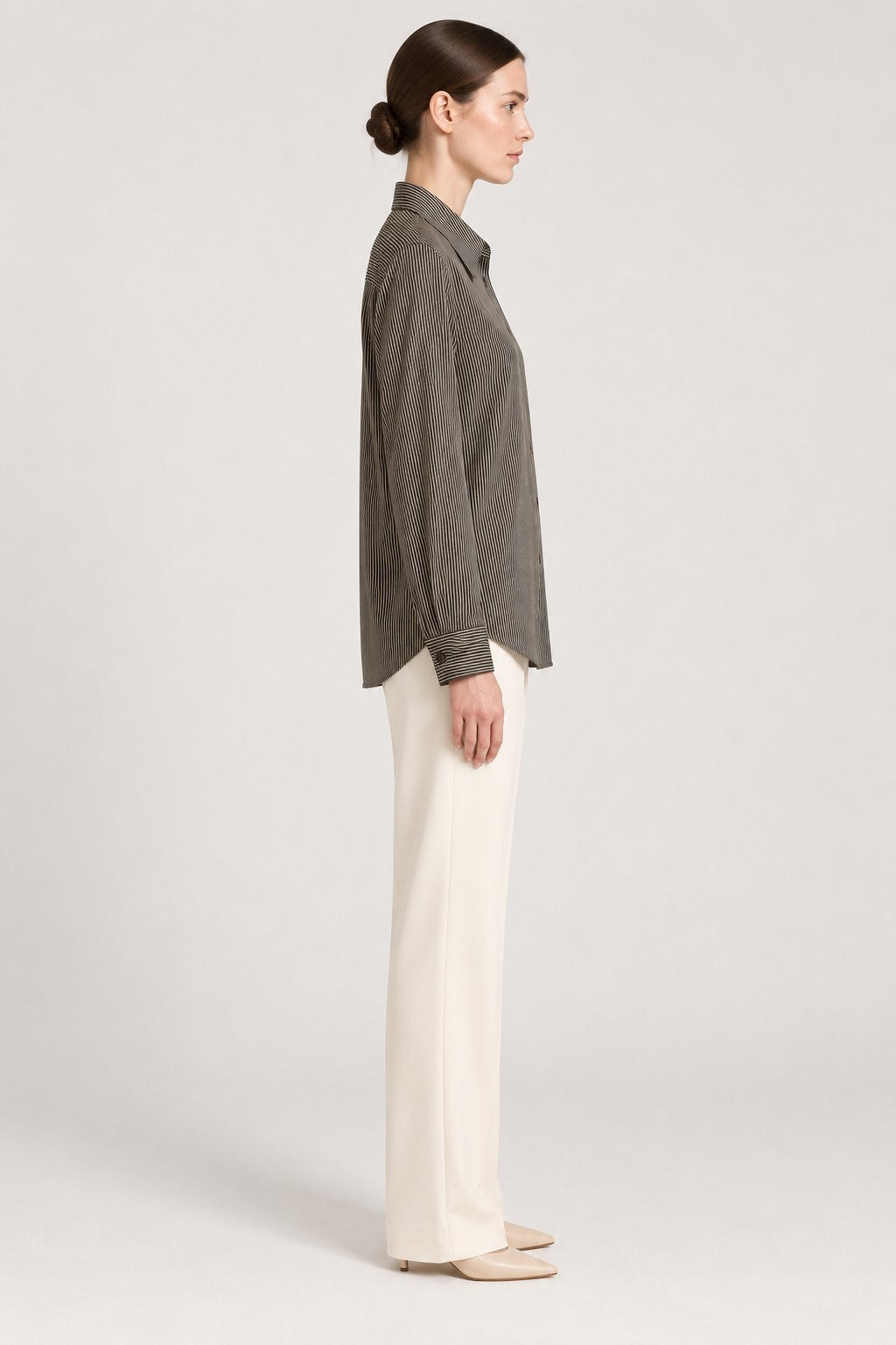 Camicia Gessata Marrone a Righe Sottili
