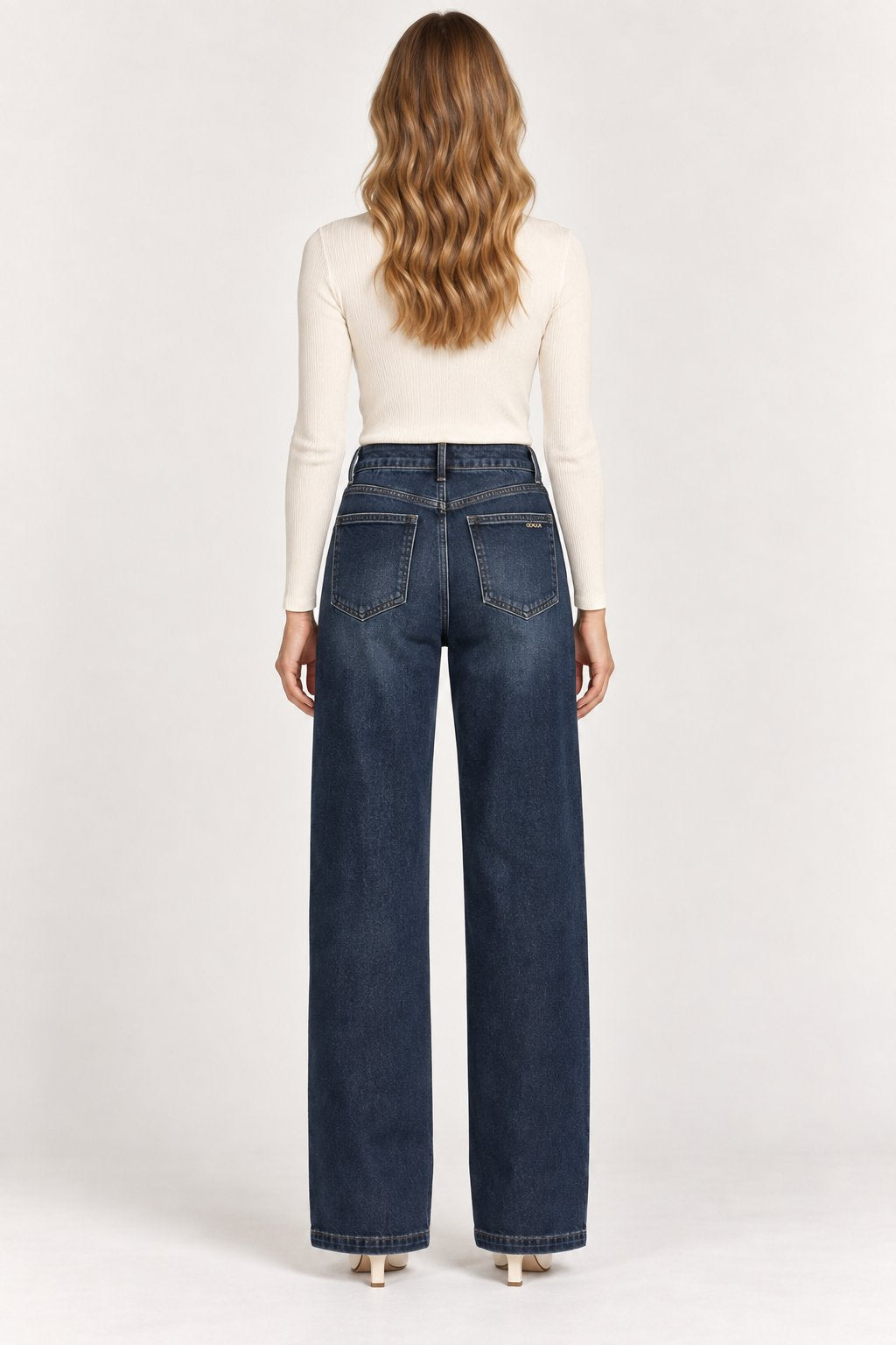 Jeans Palazzo Blu con Cuciture Ondulate Goa Goa