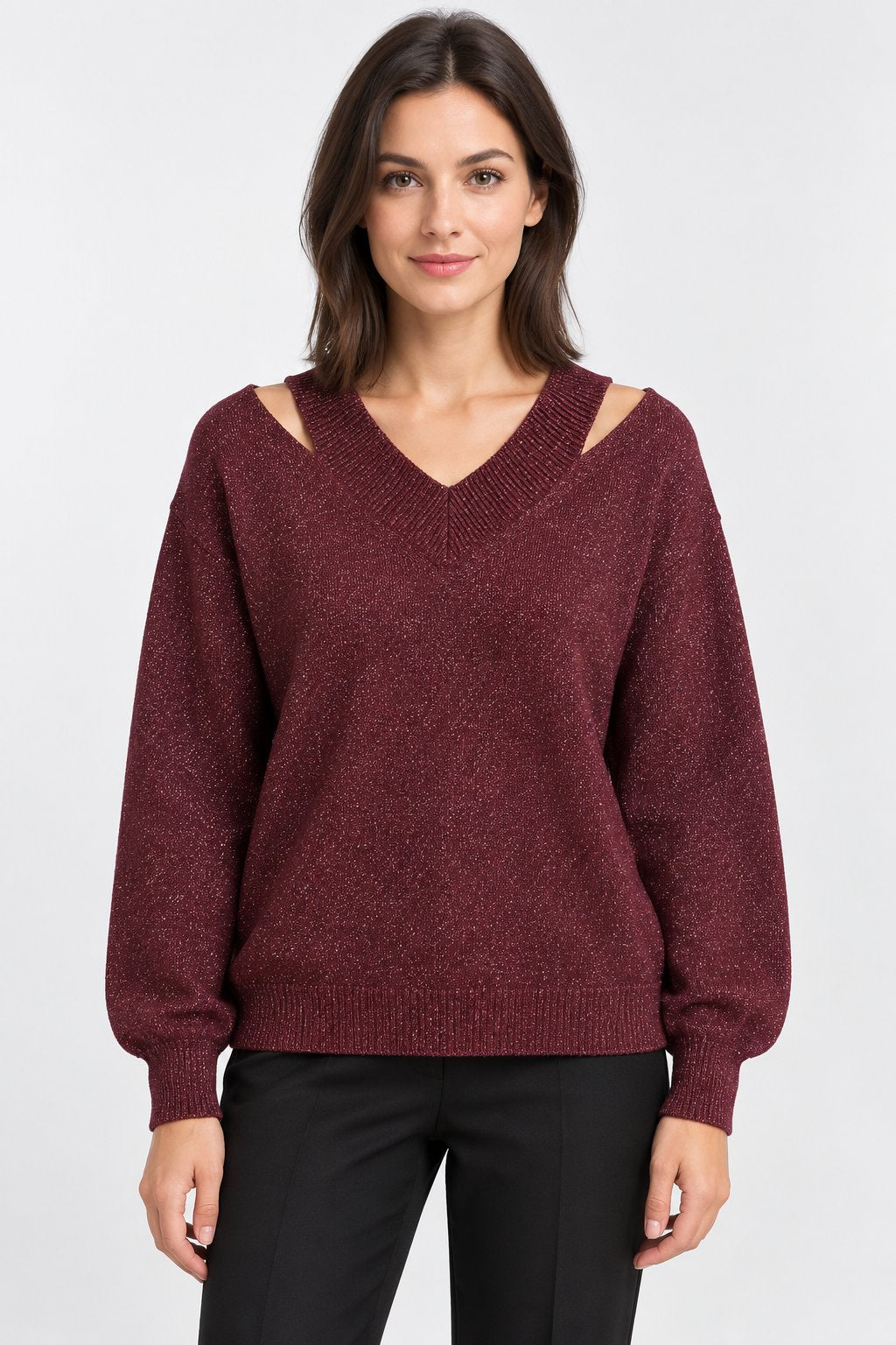 Maglione Lurex con Spacchi sulle Spalle