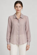 Camicia Malva con Colletto Gioiello