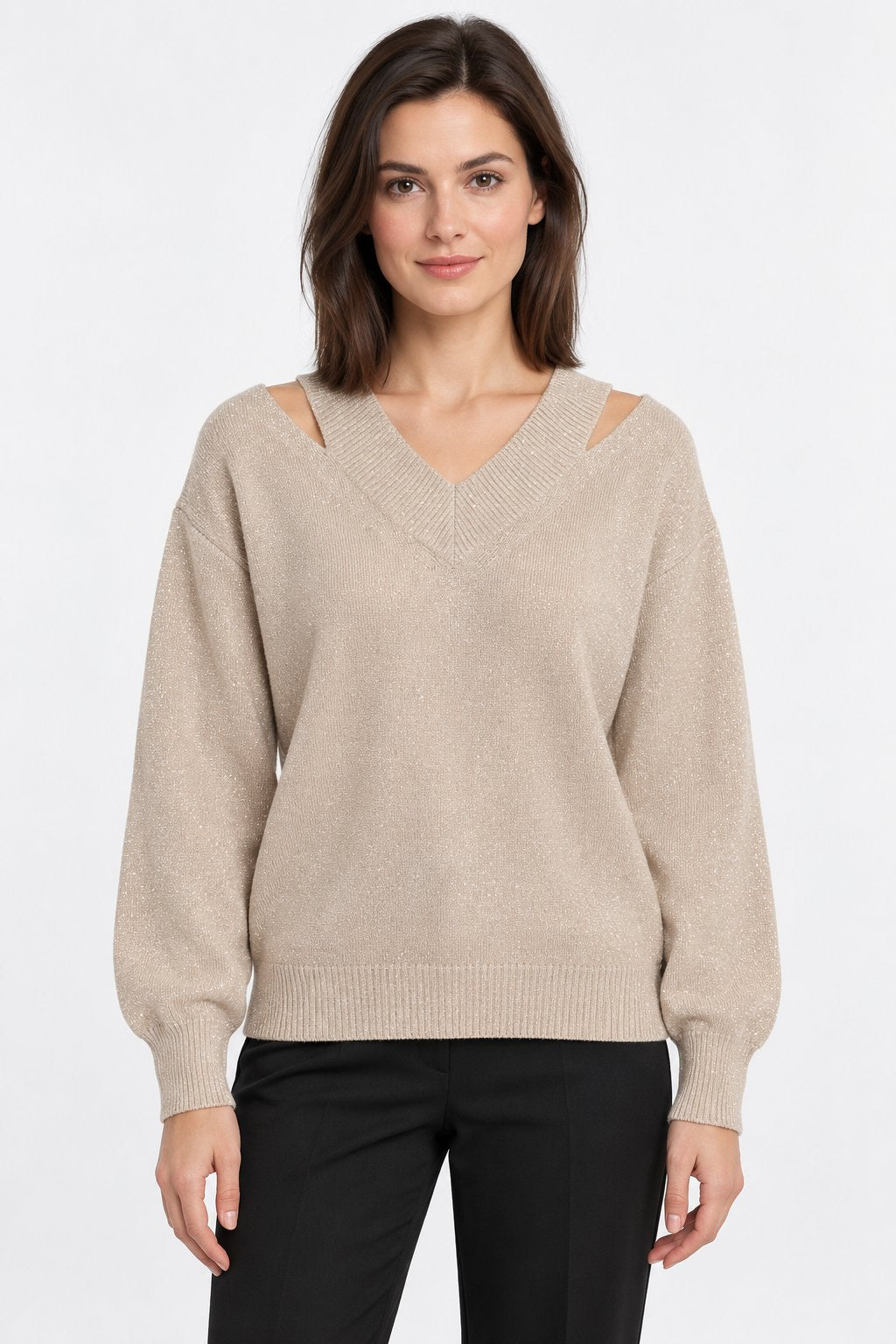 Maglione Lurex con Spacchi sulle Spalle