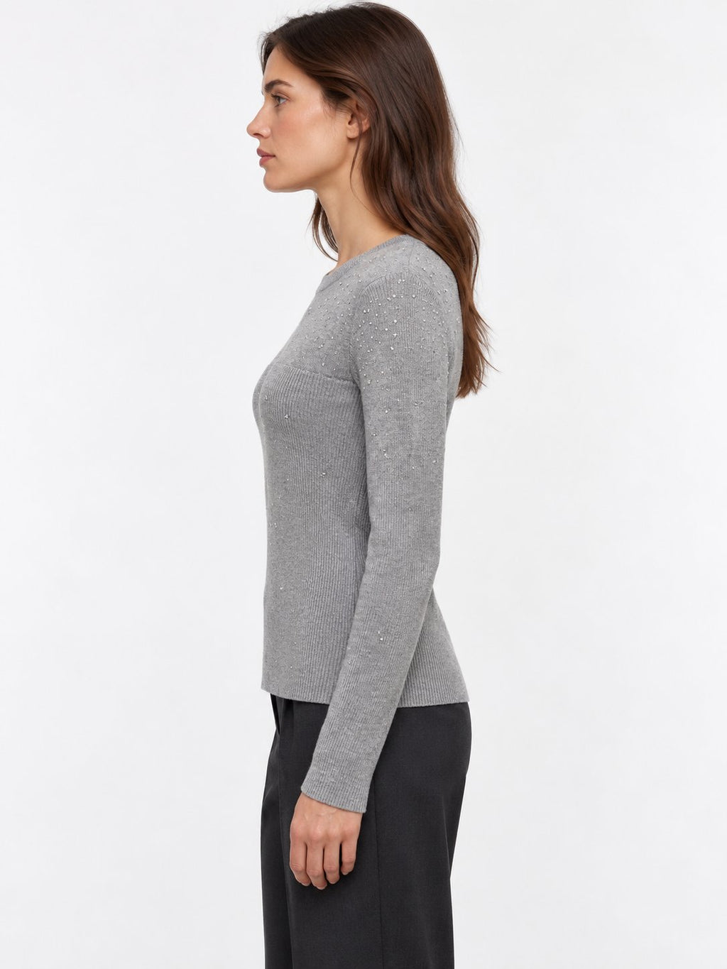 Maglia Girocollo con Cristalli Diffusi