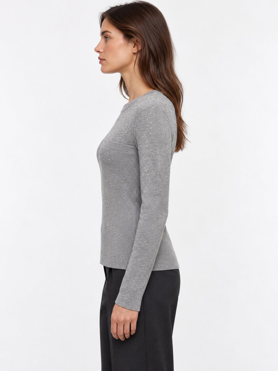 Maglia Girocollo con Cristalli Diffusi