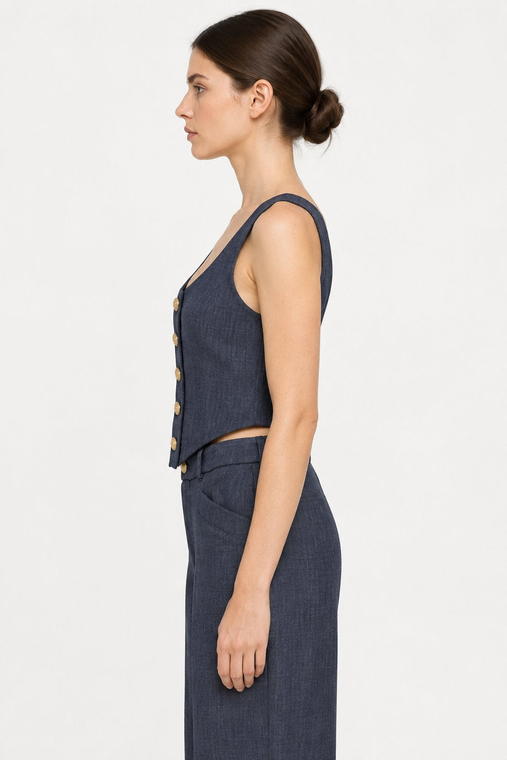 Gilet Corto Blu con Bottoni Dorati Rinascimento