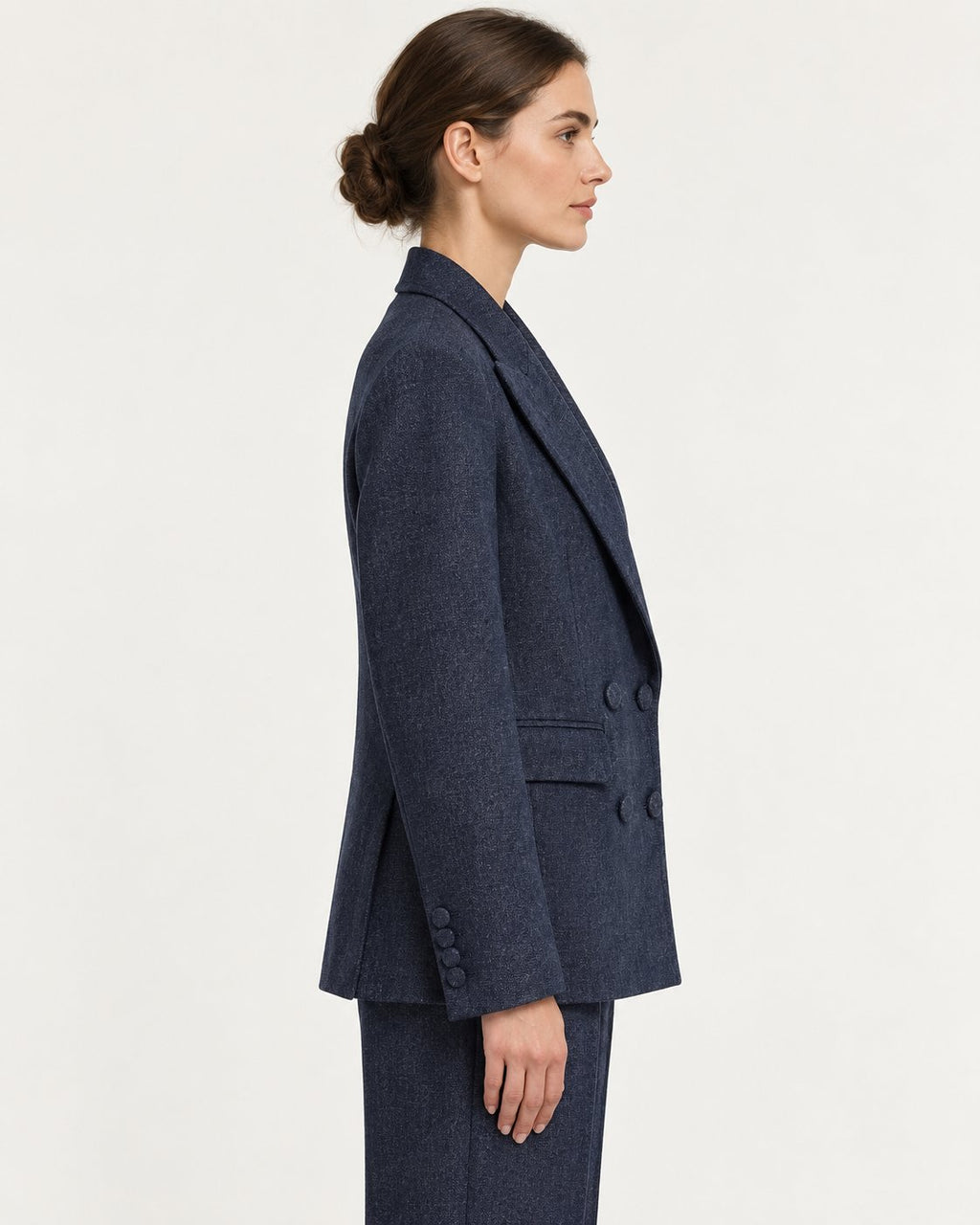 Blazer Doppiopetto Blu Mélange