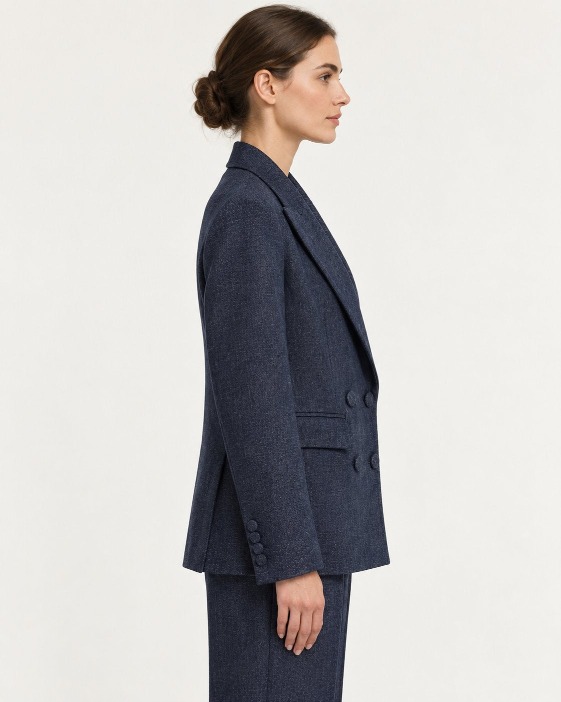Blazer Doppiopetto Blu Mélange