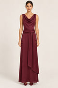 Abito lungo con scollo ad anello bordeaux