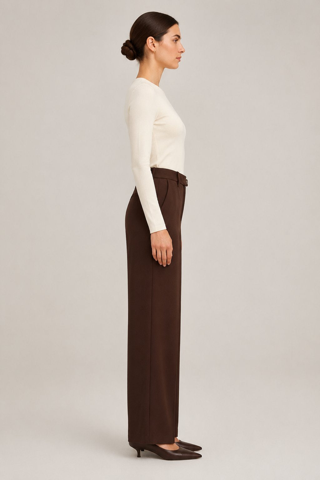 Pantalone dritto marrone cioccolato