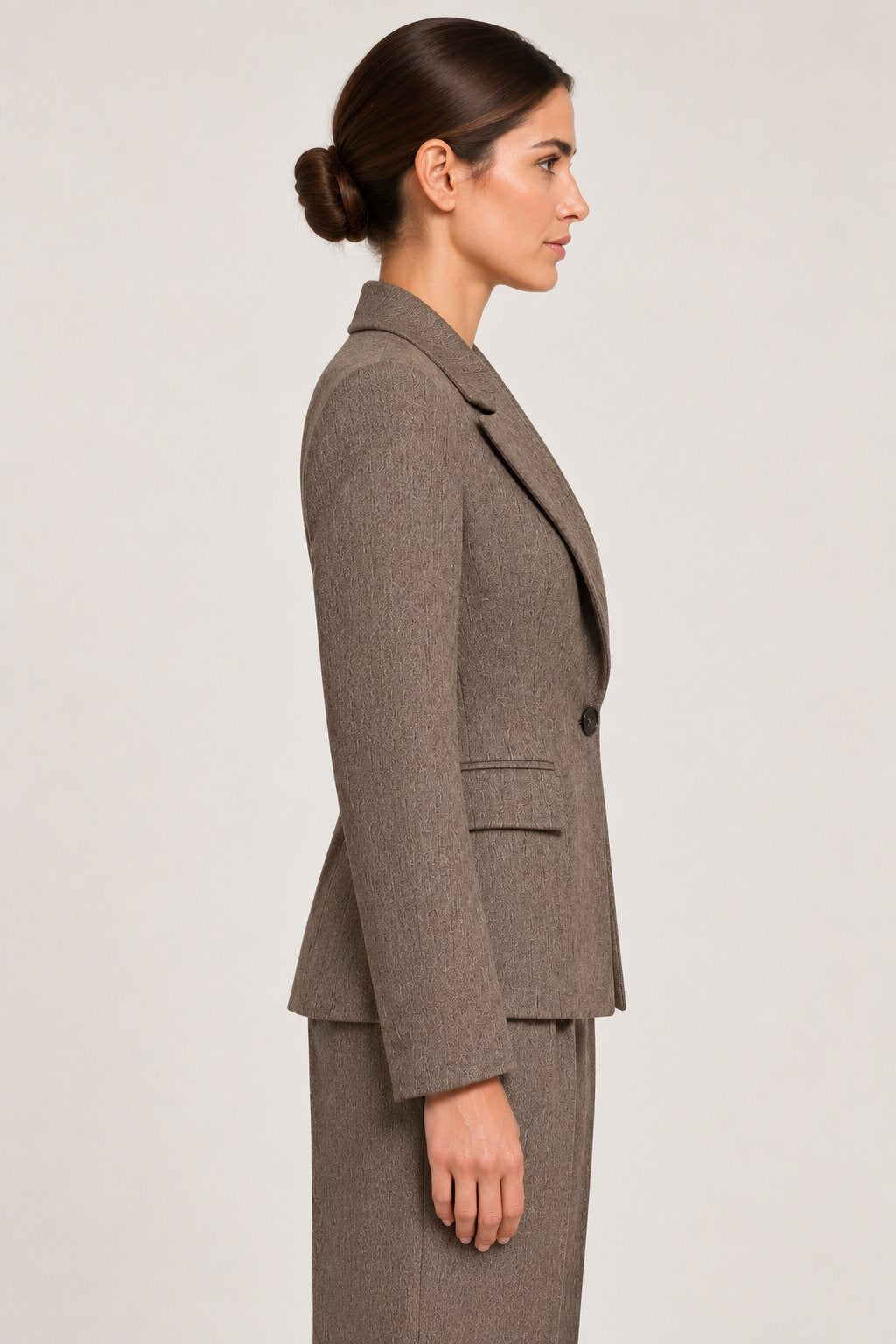 Blazer monopetto mélange color tortora