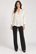 Camicia Fluida Avorio con Fondo Asimmetrico Goa Goa