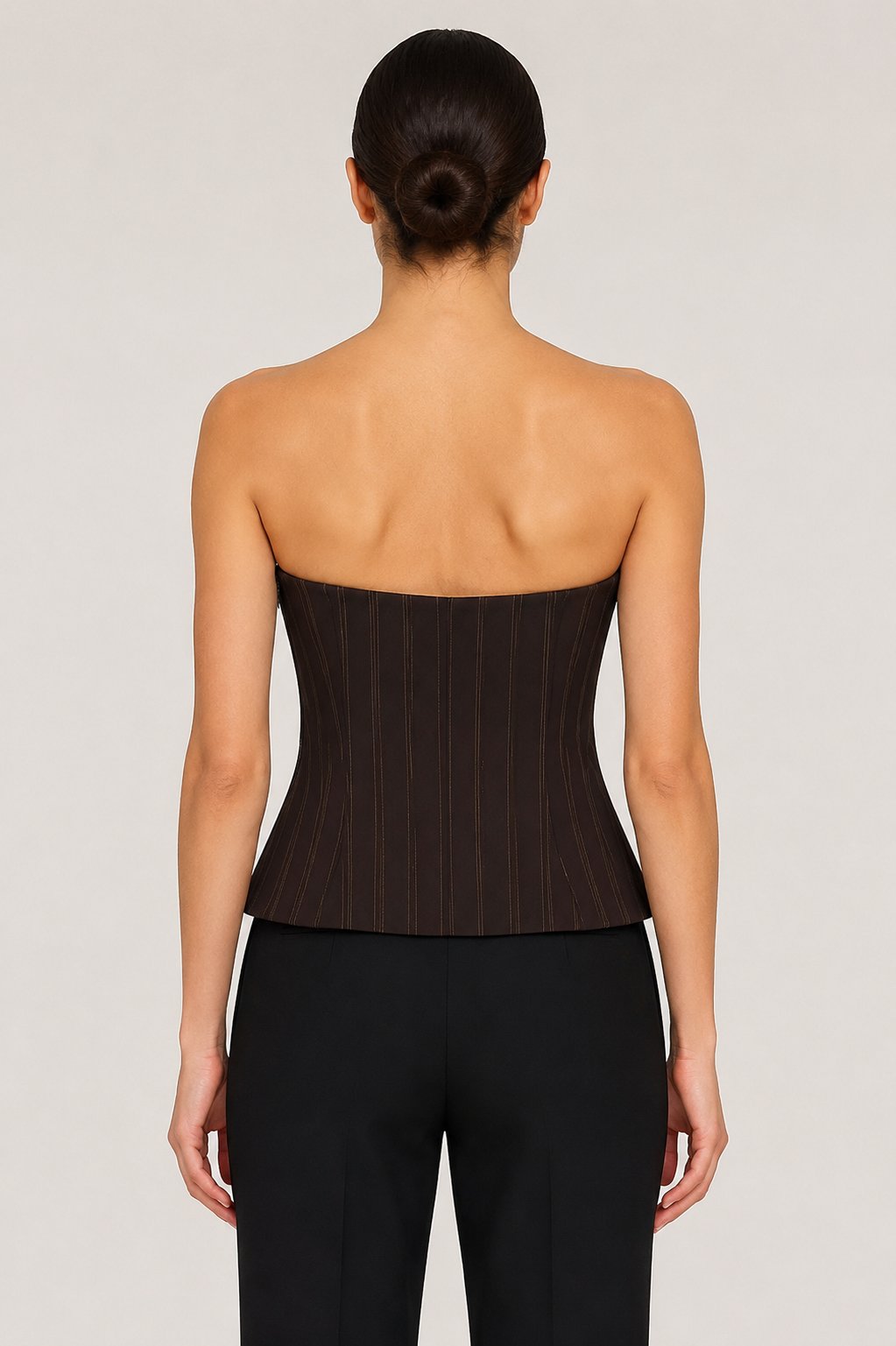 Top bustier gessato marrone