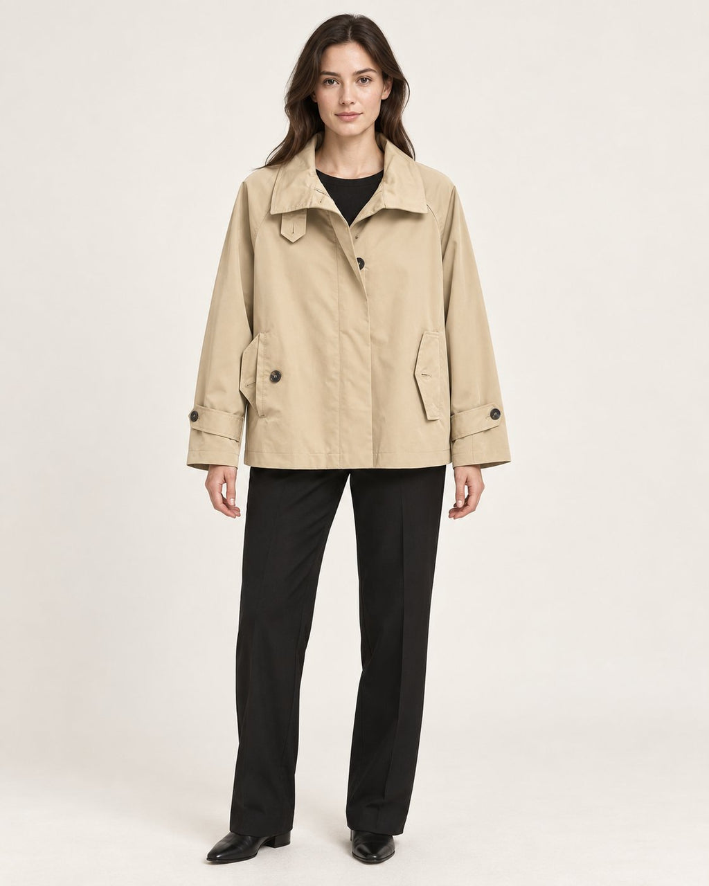 Trench Corto con Collo Trasformabile