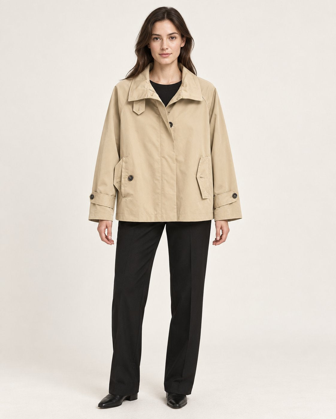 Trench Corto con Collo Trasformabile