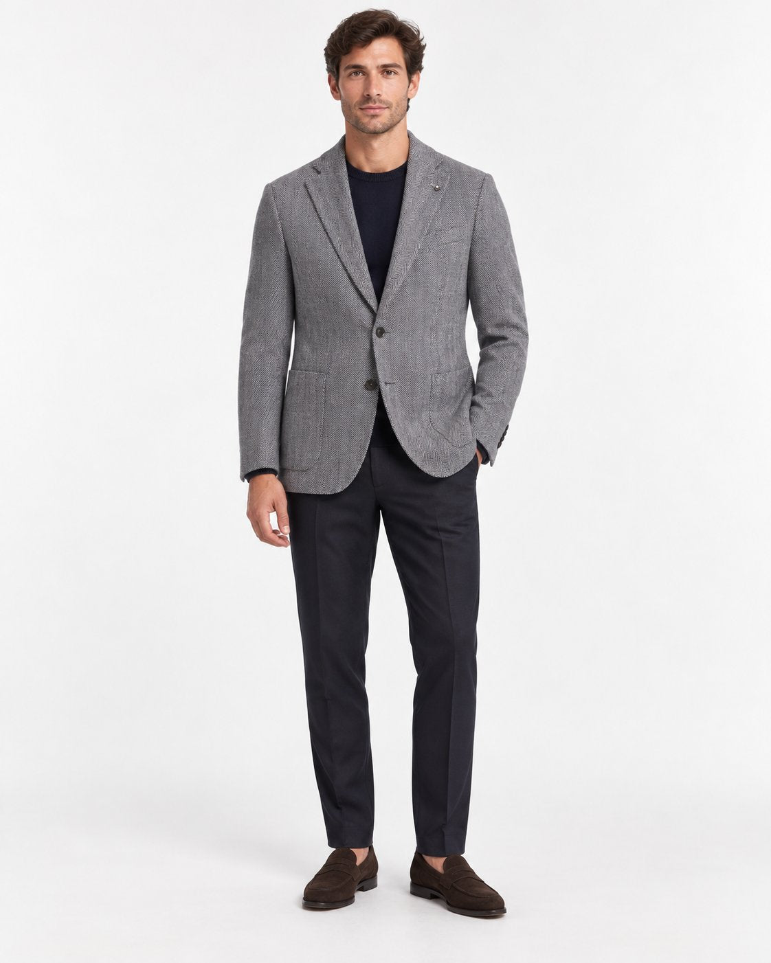Blazer Uomo Spigato Blu