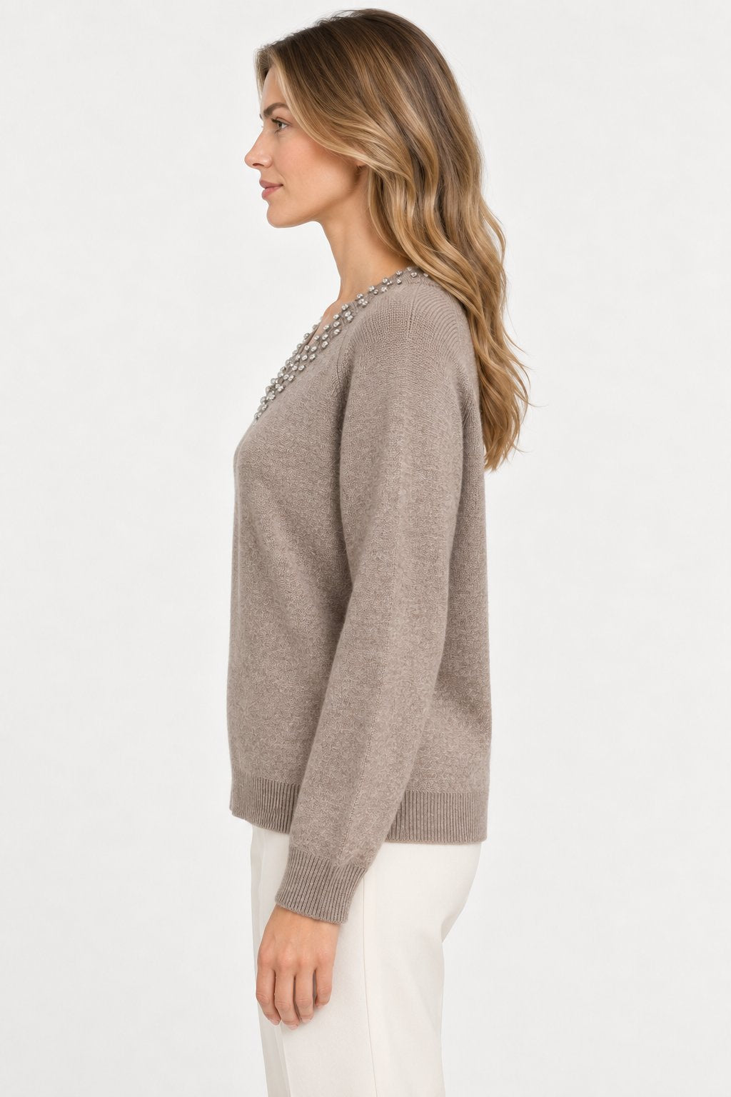 Maglia Tortora con Scollo Gioiello Goa Goa