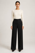 Pantalone palazzo con paillettes nero