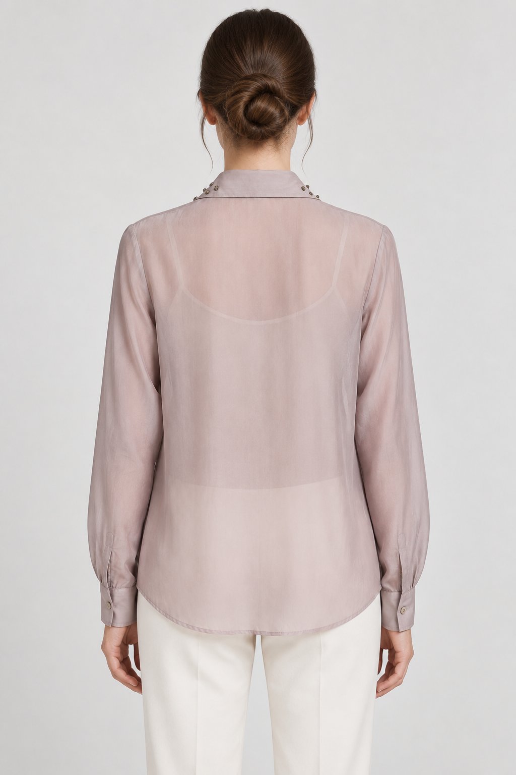 Camicia Malva con Colletto Gioiello