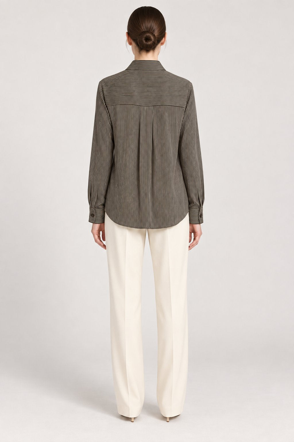 Camicia Gessata Marrone a Righe Sottili