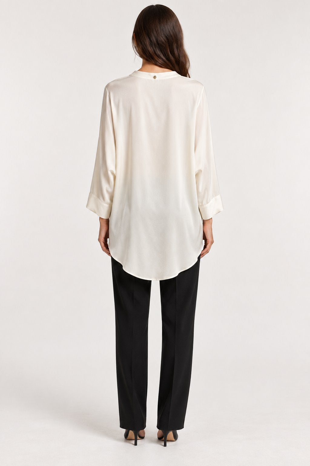 Camicia Fluida Avorio con Fondo Asimmetrico Goa Goa