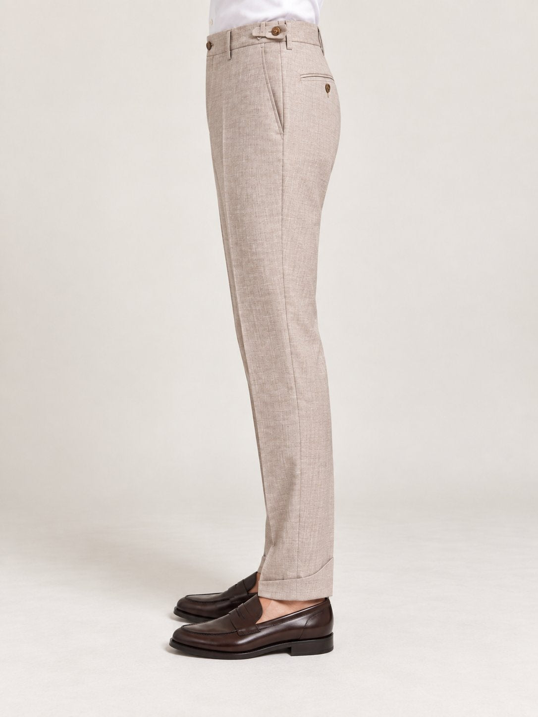 Pantaloni sartoriali mélange beige con regolatori