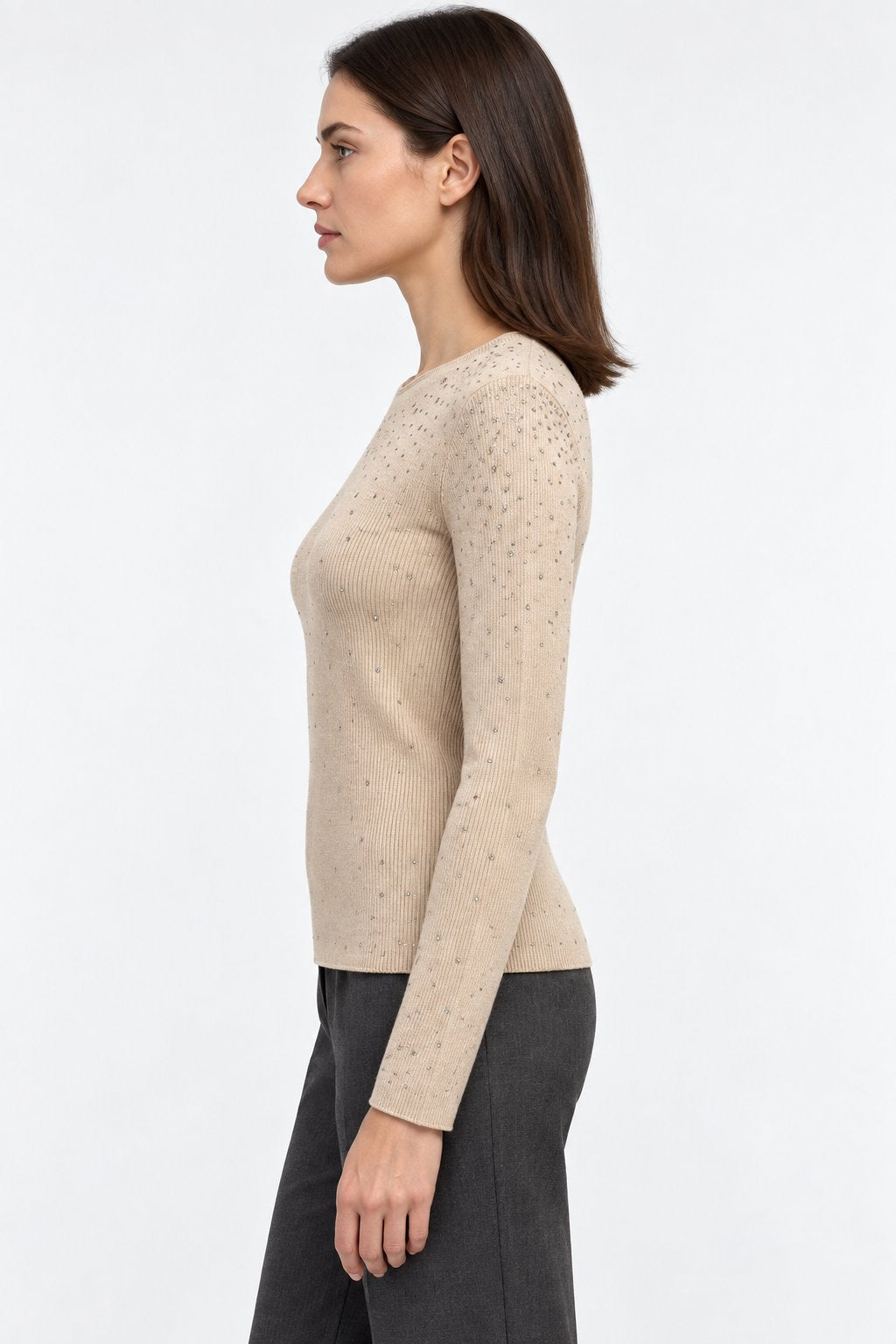 Maglia Girocollo con Cristalli Diffusi