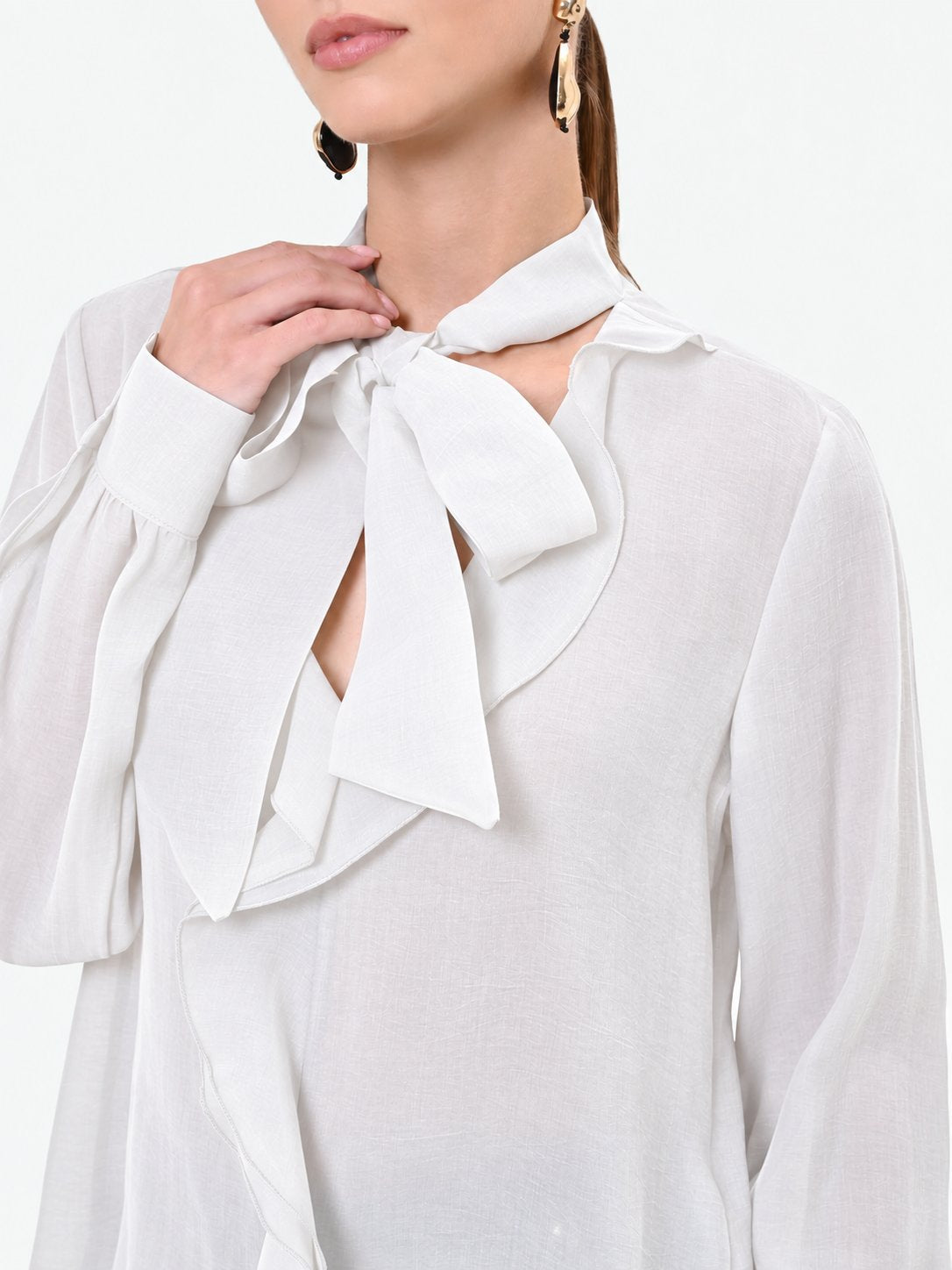 Camicia Bianca con Fiocco e Ruches