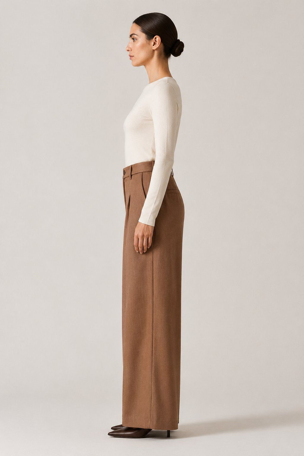 Pantalone palazzo marrone tabacco
