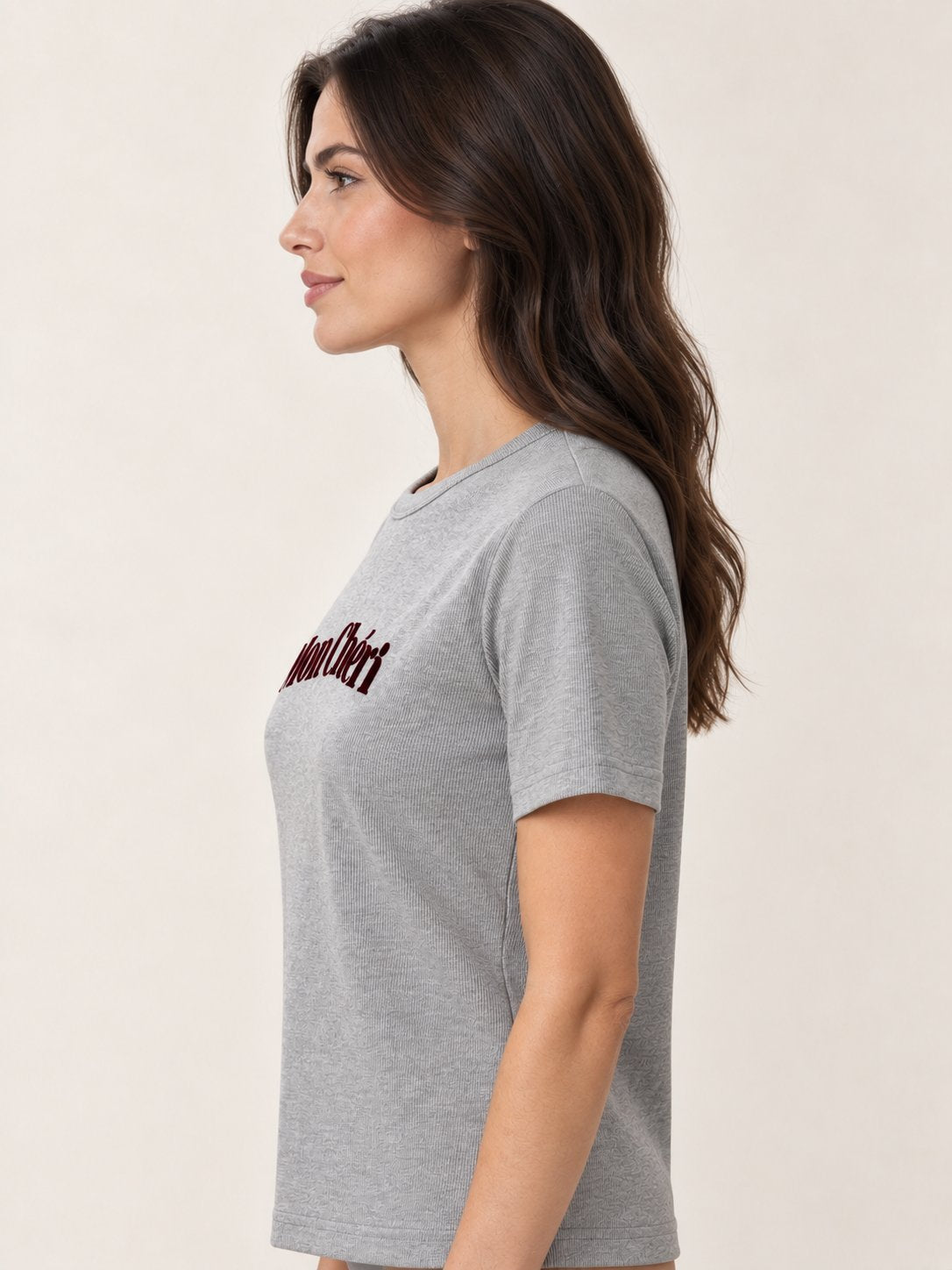 T-shirt a coste Mon Chéri grigia