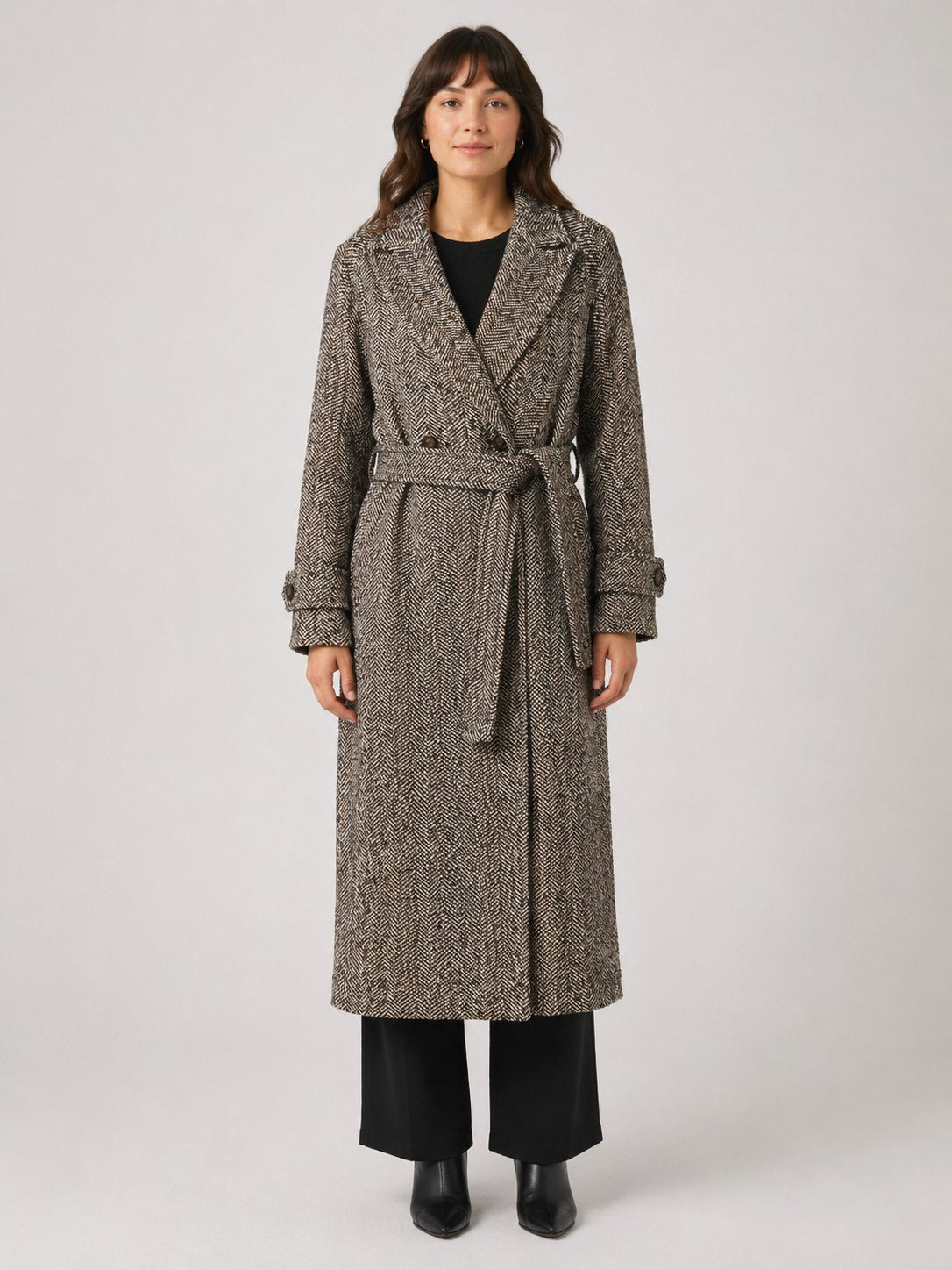 Cappotto lungo spigato